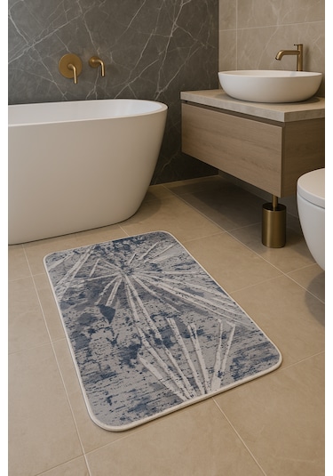 Yünteks Kaymaz Taban, Yıkanabilir Lavabo Önü ,banyo Paspası,laciv Lacivert