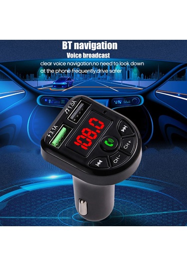 Samdoo Araç Bluetooth V5.0 Mp3 Çalar Fm Transmitter, Kart Okuyucu,免提 Alıcı, 1000ma Çıkış Gerilimi
