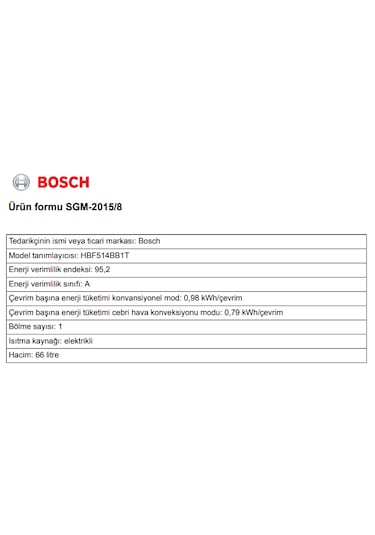 Bosch HBF514BB1T 66 LT Ankastre Fırın