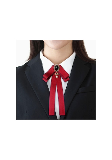 Homyl Şerit Papyon Broş Boyun Kravat Kokteyller Parti Mezuniyet Kırmızı