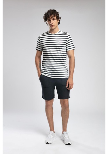 Lee Cooper Eddy Erkek %100 Pamuk O Yaka T-shirt Lacivert-21601 Lacivert