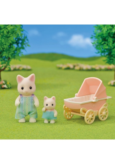 Adore Oyuncak Sylvanian Families Çiçekli Kedi Baba Ve Bebek Arabası Seti 5683
