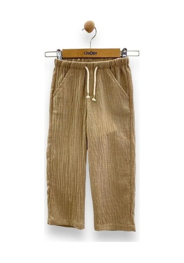 Çikoby Erkek Çocuk Keten Pantolon-14561 Bej