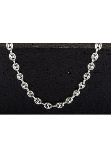 925 Ayar Gümüş Unisex Gemici Kahve Çekirdeği Model Zincir Kolye 6 Mm