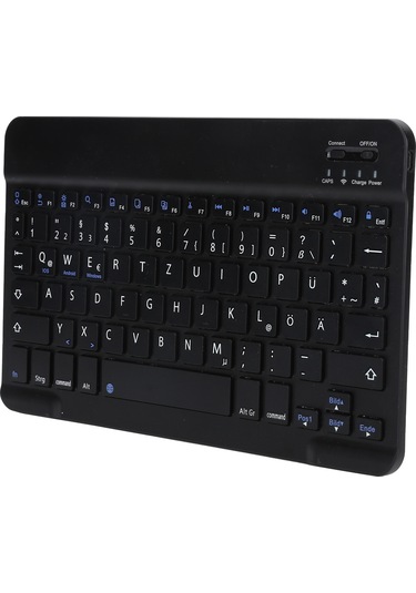 Yuntech01 Siyah Alüminyum Kasa Almanyalı Klavye, 10 İnç Geniş Tuşlar, Bluetooth 3.0, Taşınabilir Ultra İnce, Akıllı Telefon/tablet/bilgisayar Uyumlu, Yerleşik Batarya
