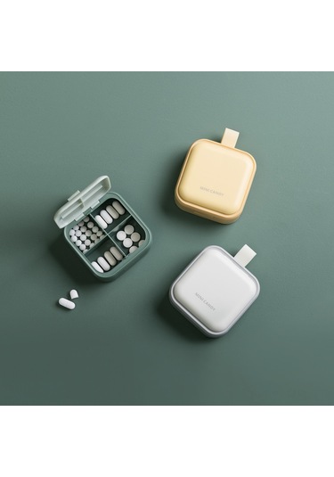 Reedark Pratik Ve Taşınabilir İlaç Saklama Kutusu - Bölmeli Mini Beyaz Ecza Kutusu Beyaz