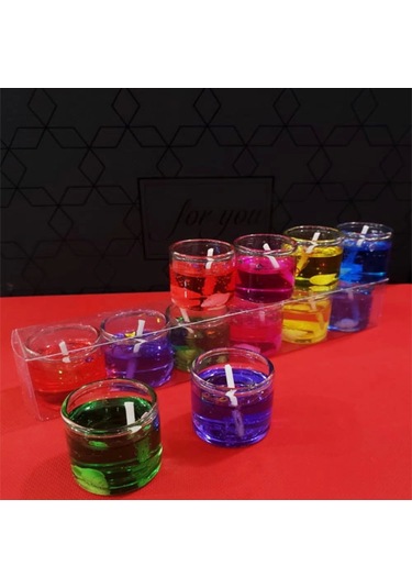 6 Lı Jel Renkli Mum Çok Renkli