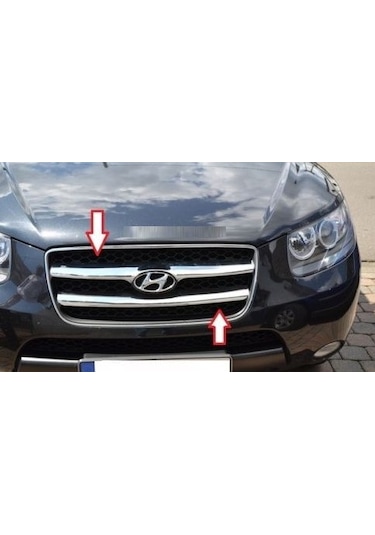 Hyundai Santa Fe 2006 - 2010 Ön Panjur 2 Parça Paslanmaz Çelik