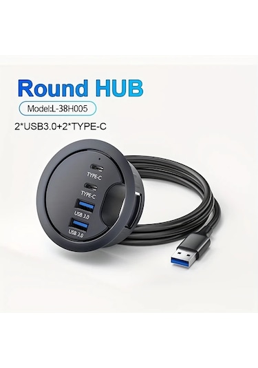 Xuweiwei L-38h005 Jklkj Usb 2.0 3.0 Çok Portlu Hub Sesli Tip-c Şarj Veri Aktarımı Pc İçin Kompakt Masaüstü Dok 60mm Yuvarlak Tasarım Geniş Uyumluluk