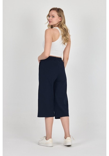 Yüksek Bel Cepli Rahat Kesim Mevsimlik Kadın Diz Altı 4'lü Bermuda Siyah-lacivert-gri-antrasit Kapri Şort Mtlcb111 - 4 Çok Renkli