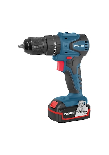 Proter PST 522 BL 20 V 2 Ah Çift Akülü Darbeli Kömürsüz Şarjlı Matkap
