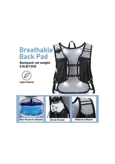 Dashanshop Nevo Rhıno Hafif Hidrasyon Sirt Cantasi 2l Su Torbasi İle Dayanikli Nylon Dark Gray Kosu Yelegi Bisiklet Hiking Unisex Erkek Kadin Altın
