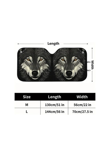 Pazly 1 Adet Wolf Face Araba Ruzgarlık Guneslik 130x56cm 51x22inc Dayanikli Polyester Modern Tasarim Tüm Arabalar Suv Kamyon Van İçin