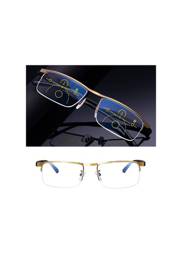 Homyl Unisex Presbiyopik Gözlük Akıllı Progresif Altın-250-derece