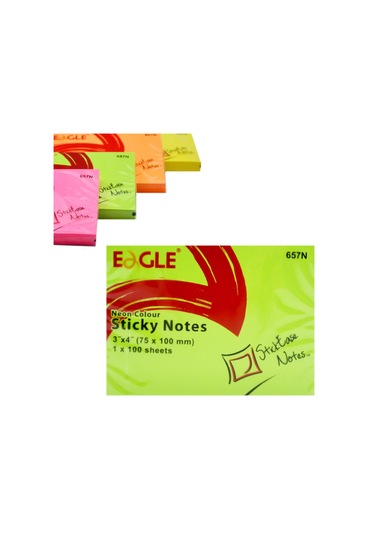 Eagle 75 X 100 MM Neon Yapışkanlı Not Kağıdı 100 Yaprak Yeşil 657N