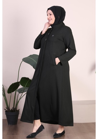 Kadın Büyük Beden 3 Düğmeli Pardesü 001