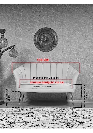 İkili İstiridye Beyaz Boyalı Sivriltme Ayak Çay Seti Koltuk Tekli Çok Renkli