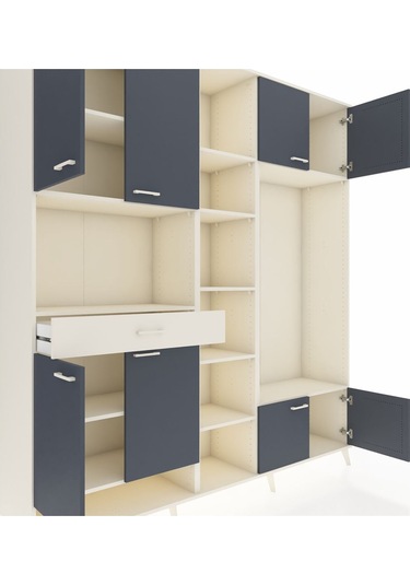 Hyperion Dolap 12 Raflı Tek Çekmeceli 8 Kapaklı 220x44x243 Aytaşı-antrasit/aytaşı Antrasıt/aytası