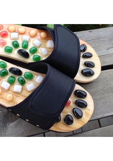 Masaj Terlikleri Sandal Ayakları Refleksoloji Akupresür T8x8e7 Siyah