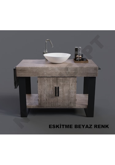 Ntconcept Miha Masif Ahşap Lavabo Dolabı Hilton 70Cm Açık Ceviz