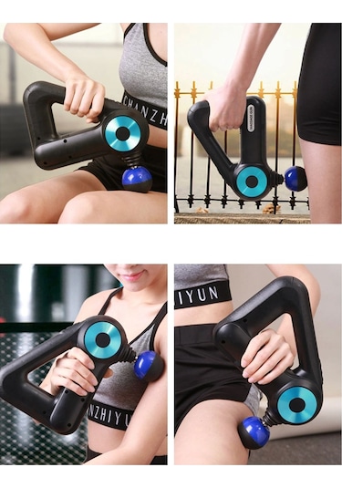 12 Başlıklı Vurmalı Masaj Tabancası Spor Sonrası Titreşimli Masaj Aleti Siyah