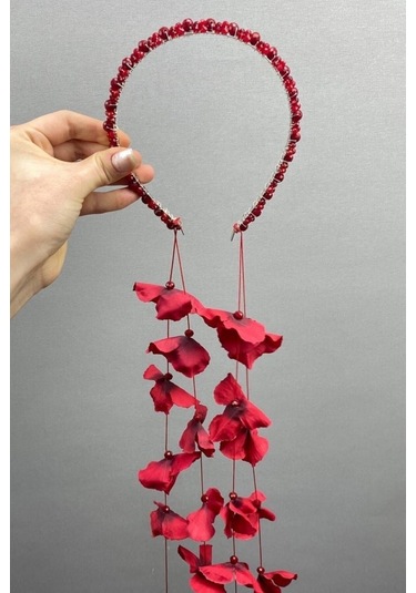 FdayAksesuar Kadın Düğünlere Özel Mars Çiçekli Gelin Kına Tacı FRDY31655