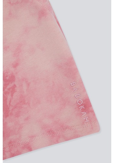 Kıds Gırl Batik Desenli Nakışlı Şort Pembe