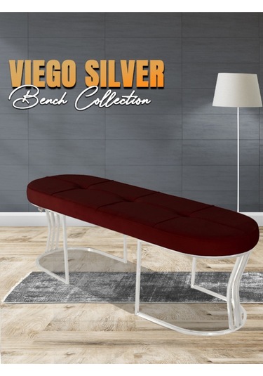 Viego Silver Collection- Bordo Kapitoneli Chester Model Puf & Bench & Koltuk & Uzun Makyaj Puff & Yatak Ucu