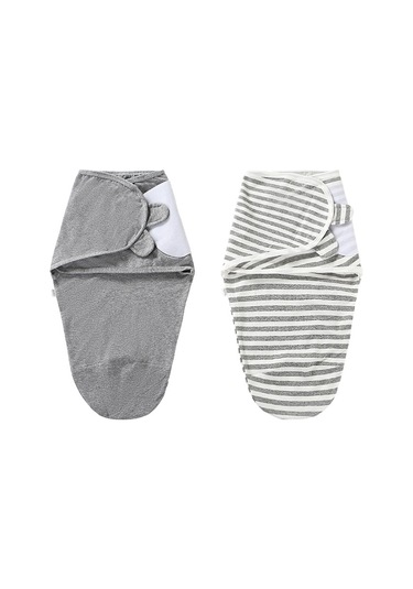 Geeksen 0-3 Aylık Bebekler İçin Nefes Alabilir Pamuklu Kundak Battaniyesi - 2 Adet Gri