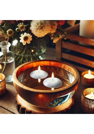 50'li Paket 3.5 Cm Gri Yüzen Mumlar Gri