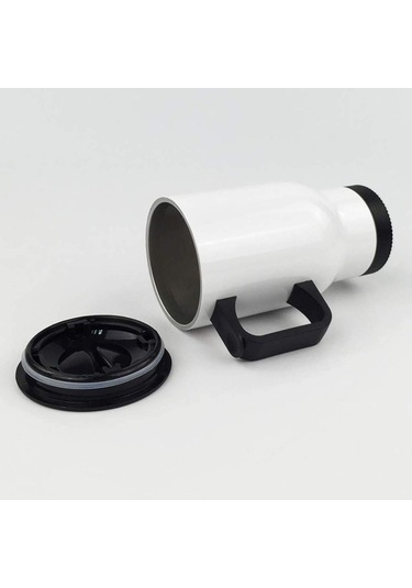 Firmalara Özel Kulplu Logolu Çelik Bardak Termos - 450mlt Beyaz