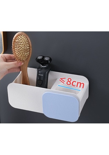 Willowhaven Yumruksuz Saç Kurutma Makinesi Raf, Banyo Tuvalet Macaron Depolama Raf, Duvara Monte Saç 2 Adet Beyaz Gri