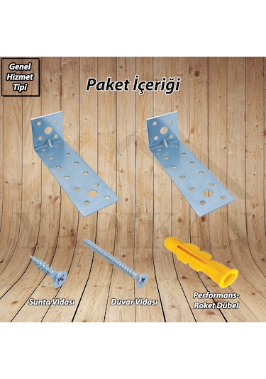 Deprem Mobilya Dolap Sabitleme Aparatı Seti 40x40x120mm -L Demir Gönye Köşebent Bağlantı