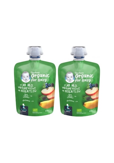 Gerber Organik Muzlu Yaban Mersinli Böğürtlenli Elma Püresi 2 x 90 G