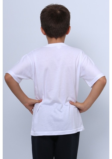 Çocuk Atatürk Ayyıldız Baskılı Tshirt Kısa Kollu A62 Beyaz - Kırmızı