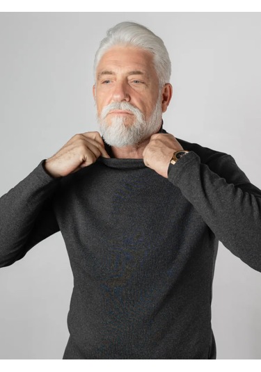 Ifijen's Yüksek Yakalı Ve İçi Desenli Kalın Kazak 255989921 Koyu Gri