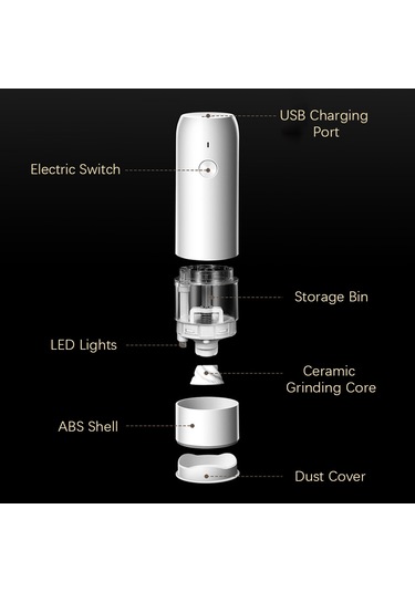 Leezsing Baharat Öğütücü Mutfak Elektrikli Öğütme Şişesi 6 Hız Ayarlanabilir Kalınlık Usb Deniz Tuzu Sichuan Biberi İçin Uygun
