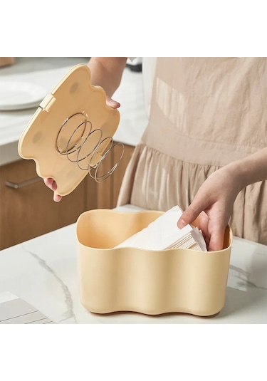 Bej-iskandinav Dekoratif Doku Kutusu Ev Yurt Banyo Kağıt Tutucu Sevimli Sehpa Başucu Peçete Doku Dispenseri Bahar İle