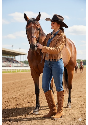 Muggo Texas Sivri Burun Nakışlı Kalın Topuklu Kadın Kovboy Western Çizme TABA SÜET