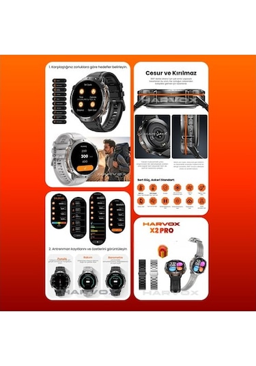 Harvox Watch X2 Pro Akıllı Saat Apple İphone Ve Android Tüm Telefonlara Uyumlu Siyah
