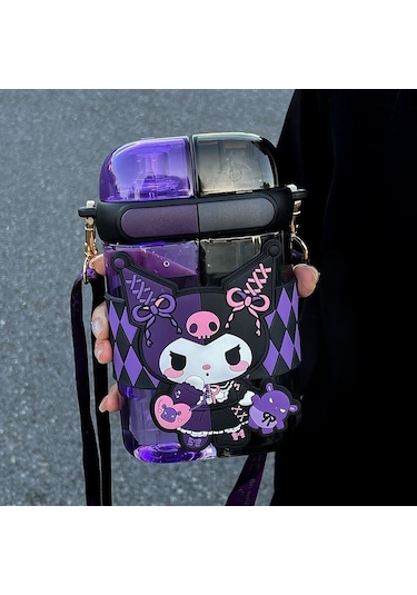 Yystore Siyah Ve Mor 640ml Bölmeli İkili Suluk