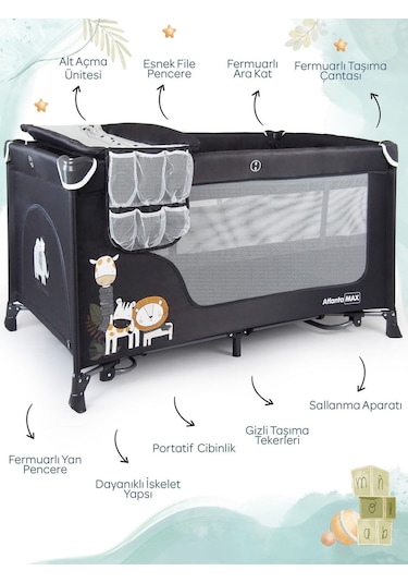 Prego Atlanta Max Alt Açma Üniteli Oyun Parkı + Yatak