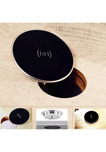 Konesam Masaüstü Gömülü Kablosuz Şarj Cihazı 10w, 6cm Montaj Çapı, Alüminyum, Qi Uyumlu İphone/samsung/huawei
