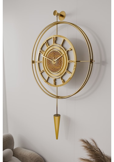 (GOLD-Büyük Boy) - Gold beyaz 7-24 h Lavinya - Kırılmaz Kadranlı (mobilya) Metal Duvar Saati