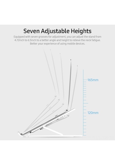 Xiyyadms 17 İnç Altı Bilgisayar/tablet İçin Çok Fonksiyonlu Ergonomik Stand - 7 Seviye Yükseklik Ayarı, Katlanabilir, Soğutma Delikleri, Sabit Triangül Yapı - Beyaz