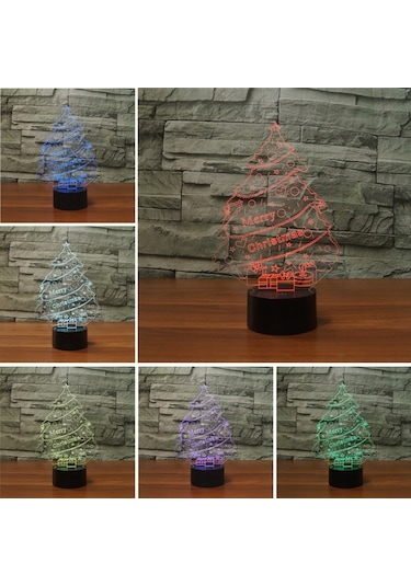 Sones Noel Ağacı Şekli 3d Renkli Led Görüş Işığı Masa Lambası, Usb Dokunmatik Versiyon Çok Renkli