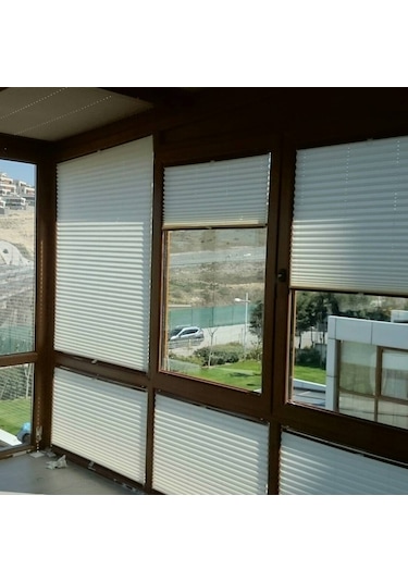 Açık Gri 09-14 Plise Perde - Katlanır Cam Balkon Perdesi Açıkgri