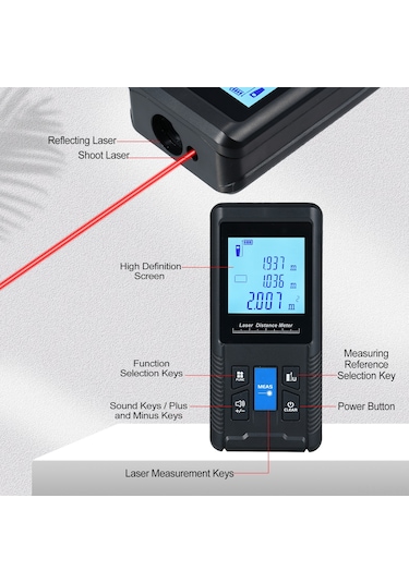 Reedark X100 El Tipi Lazer Ölçü Cihazı - 100m Aralık, 20 Veri Depolama, Alan/hacim/iki Nokta Ölçüm Modları, Ip54 Su Geçirmez, Siyah Pil Yok