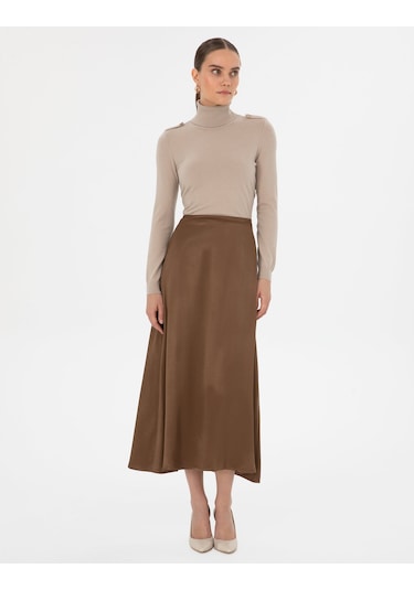 Pierre Cardin Kadın Koyu Kahverengi Etek Dokuma 50318241-vr084 Koyu Kahverengi