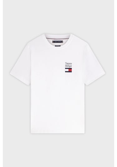 Tommy Hilfiger Erkek T Shirt Mw0mw42367 Ybr Beyaz Beyaz